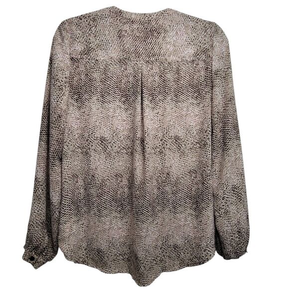 Kenar Brown And Pink Animal Print Flowy Hidden Button Top Size Small - Picture 2 of 11